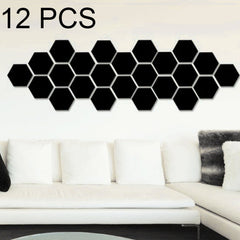 12 PCS 3D Hexagonal Mirror Wall Stickers Set, Size: 4*4cm, Size: 4*4cm (Silver), Size: 4*4cm (Black), Size: 4*4cm (Gold)