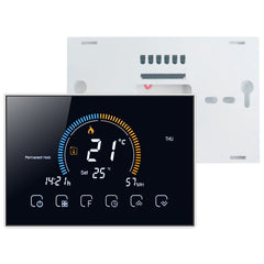 BHT-8000-GCLW Controlling Water/Gas Boiler Heating Energy-saving and Environmentally-friendly Smart Home Negative Display LCD Screen Round Room Thermostat with WiFi, with WiFi Black, with WiFi White