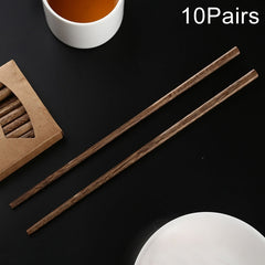 10 Pairs Natural Wenge Non-slip Chopsticks