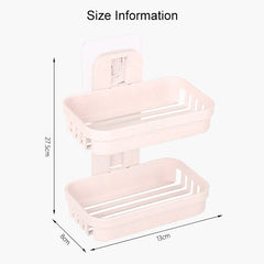 Wall Hanging Traceless Double-deck PP Soap Holder Bathroom Storage Shelf