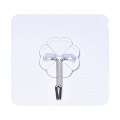 10pcs PVC + Stainless Steel Thin Plum Shape Seamless Adhesive Hook Waterproof Transparent Strong Stick Hook Kitchen Wall Mount, Thin