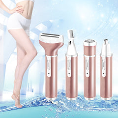 4 In 1  USB Rechargeable Vibrissa Eyebrows Trimmer Body Hair Denuding Machine Set with USB Cable, 4 In 1