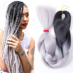 Fashion Color Gradient Individual Braid Wigs Chemical Fiber Big Braids, Length: 60cm(04 Black+Red), 58, 60
