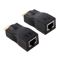 HDMI to RJ45 Extender Adapter (Receiver & Transmitter)  by Cat-5e/6 Cable, Support HDCP, Transmission Distance: 30m, Single RJ45 Black