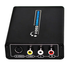 HDMI to Composite / AV S-Video Converter RCA CVBS/L/R Video Converter Adapter, EU Plug, HDMI to AV + S-Video