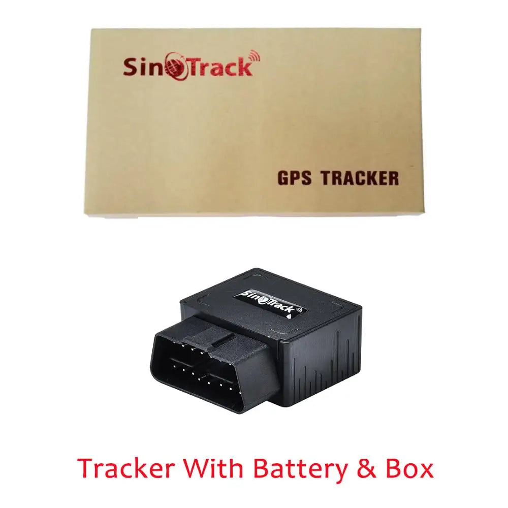 Eliteridegear OBD II GPS tracker with 16-pin OBD plug, car GSM device, and online tracking app for iOS and Android.