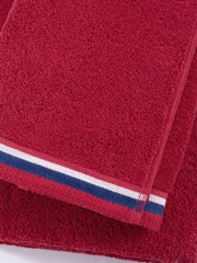 Pure Cotton Brand Stripe Towel in Haute Red