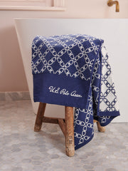 Pure Cotton Geo Towel in Navy Iris