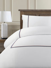 Luxury Cotton Brand Stripe Duvet Set Bright White
