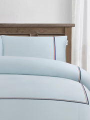 Luxury Cotton Brand Stripe Duvet Set Ballard Blue