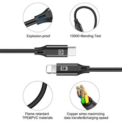 HAWEEL 1m USB-C / Type-C to 8 Pin OTG Sync Data / Charging Cable