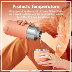 Luma Vacuum Insulated, Flask & Mug, Coral, 700ml (24oz)