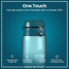 Leak Proof 1 Litre Water Bottle with Times to Drink, Recyclon, Teal & Blue, 1L