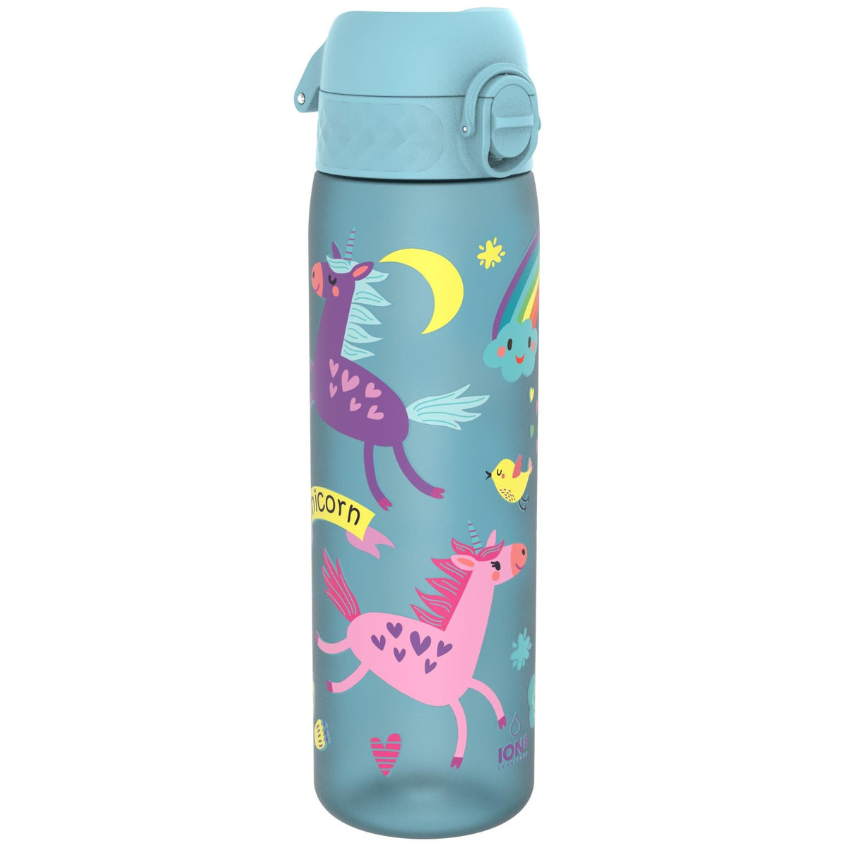 Leak Proof Slim Water Bottle, Recyclon, Blue Unicorns, 500ml (18oz)