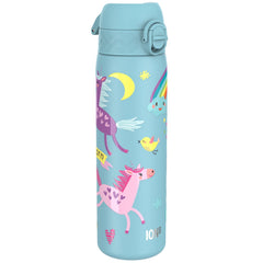 Leak Proof Slim Water Bottle, Stainless Steel, Blue Unicorns, 600ml (20oz)
