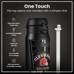 NFL x ION8 Insulated Steel Water Bottle, NFL Browns, 750ml (24oz)