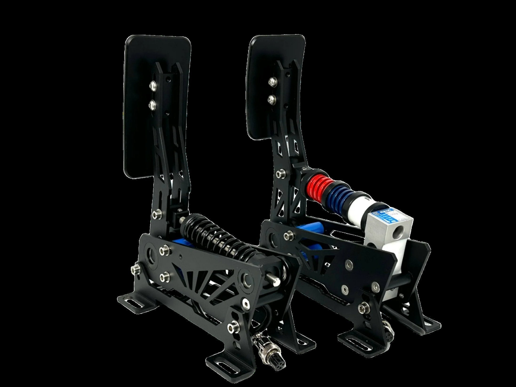 VNM Lite Pedals Set by Trak Racer UK, professional load cell sim racing pedals with adjustable features and sturdy construction.