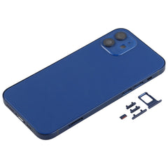Back Housing Cover with SIM Card Tray & Side  Keys & Camera Lens for iPhone 12(White), For iPhone 12(with SIM Card Tray), For iPhone 12(with Card Tray), Back Housing Cover for 12
