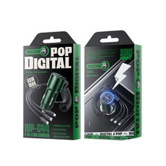 WK WP-C44 Pop Digital Series Ciahung 3-in-1 Cabled 33W Dual-USB Fast Car Charger, WP-C44 (Silver)