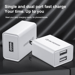 WK WP-U119 10W Dual USB Ports Travel Charger Power Adapter, US Plug, WP-U119 US Plug