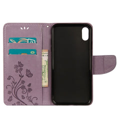 For iPhone XR Embossed Butterfly Pattern Horizontal Flip Leather Case with Card Slot & Holder & Wallet & Lanyard, For XR