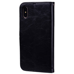 For iPhone X / XS Business Style Oil Wax Texture Horizontal Flip Leather Case with Holder & Card Slots & Wallet, For iPhone X
