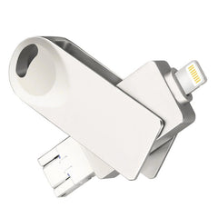 S29 3 in 1 128GB Micro USB + USB + 8 Pin Interface Metal Twister Flash Disk, 128GB