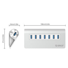 ORICO M3H7-V1 Aluminum Alloy 7 USB 3.0 Ports HUB with 30W Power Adapter, M3H7-V1
