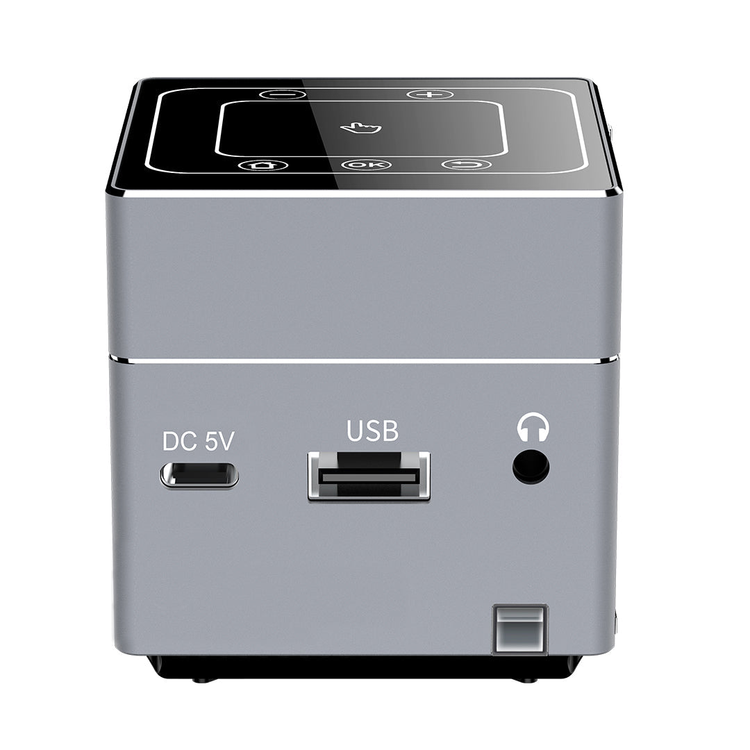 Personal Projector Impact 2.0 Plus ELITE portable smart LED projector displaying a bright image on a wall.