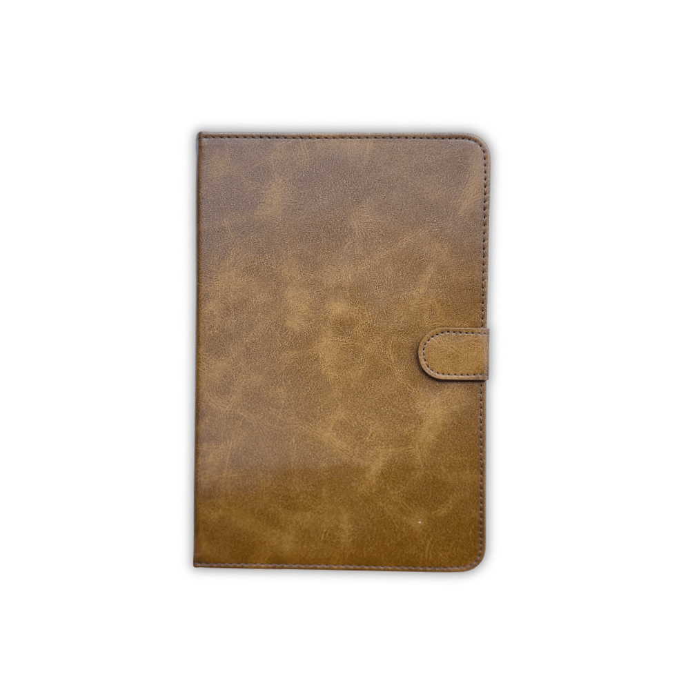 Brown leather iPad Mini 1-5 book flip case with magnetic closure, wallet style, for Phone Base brand.