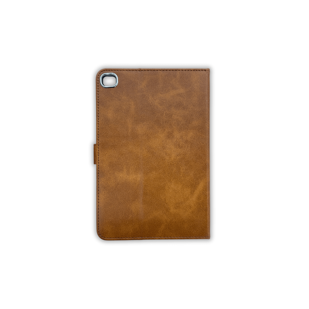 Brown leather iPad 12.9" 2022 book flip case with wallet design, magnetic closure, for Apple iPad Pro and Air models.