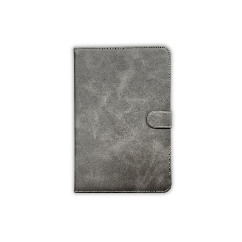 Grey leather iPad 12.9" 2022 book flip case with wallet design and magnetic closure from Phone Base.