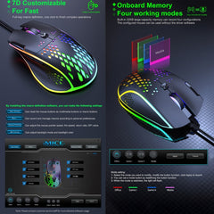 iMICE T97 Gaming Mouse RGB LED Light USB 7 Buttons 7200 DPI Wired Gaming Mouse