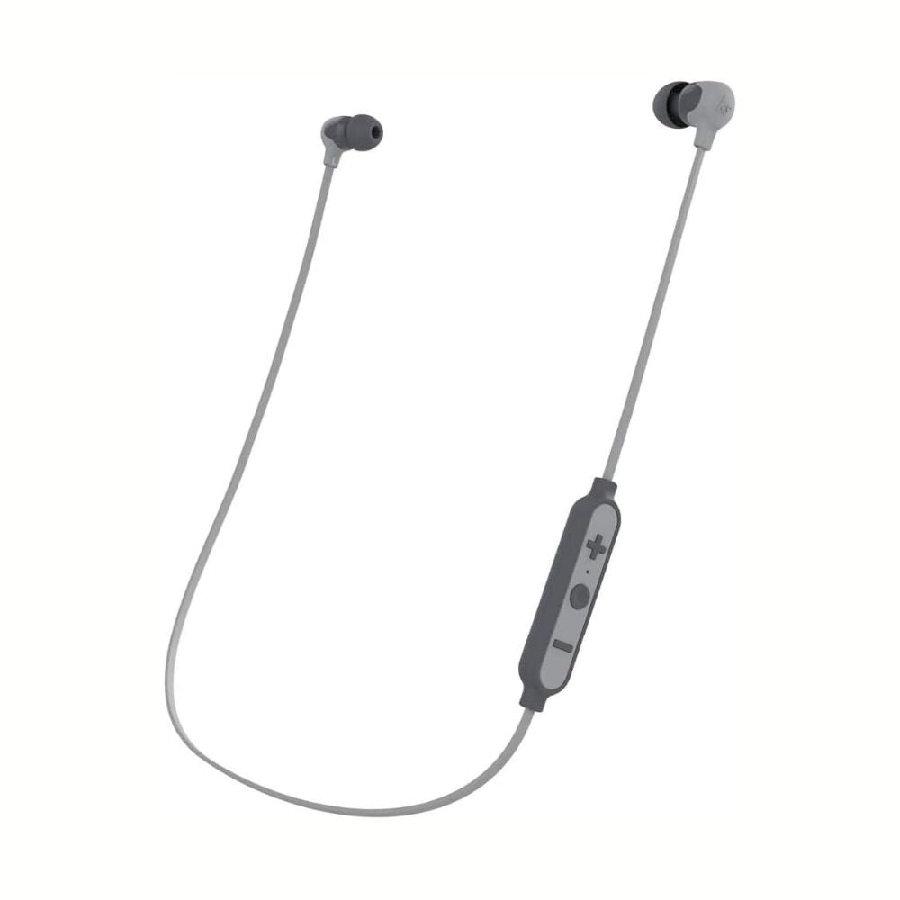 Grey KitSound Funk 15 in-ear wireless headphones with microphone, featuring a sleek design and in-ear fit for portable listening.