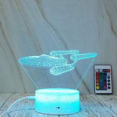Spaceship Shape Creative Crack Touch Dimming 3D Colorful Decorative Night Light with Remote Control, Spaceship Shape