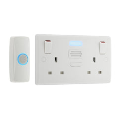British General Nexus Double Switched 13A Power Socket with Door Chime - White
