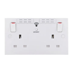 British General Square Edge 13A 2 Gang Switched Socket with Wi-Fi Extender - White