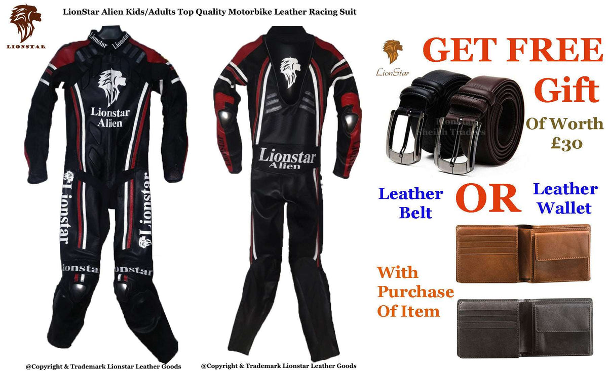 Yak Real Leather Motorcycle Racing Suit | Unisex Cowhide | CE-Approved Kids & Adults Full Set