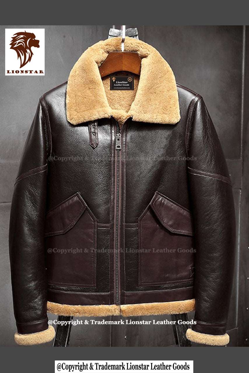 Men's Pilot Winter Leather Coat with Fur | Premium Cowhide | Aviation Style | Warm & Stylish