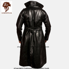 Men's Gothic Dracula Leather Trench Coat | Premium Cowhide | 3/4 Length | Dark Style