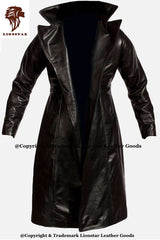 Men's Gothic Dracula Leather Trench Coat | Premium Cowhide | 3/4 Length | Dark Style