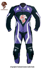 Fable Kids & Junior Motorcycle Racing Suit | Green & Purple Cowhide | CE-Approved