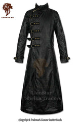 Men's Steampunk Leather Trench Coat | Premium Cowhide | Full Length | Victorian Industrial