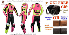 Pink Princess Motorcycle Racing Suit | CE-Approved Kids & Women Racing Leathers | Feminine Design