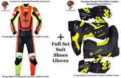 Red Cowhide Motorcycle Racing Suit | CE-Approved Kids & Adults Racing Leathers | Professional Grade
