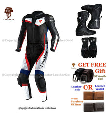 Silverton Premium Motorcycle Racing Suit | Black & Silver Cowhide | CE-Approved Kids & Adults