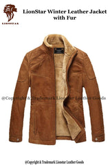Men's Aviator Bomber Leather Jacket with Fur Lining | Premium Cowhide | Pilot Style | Warm