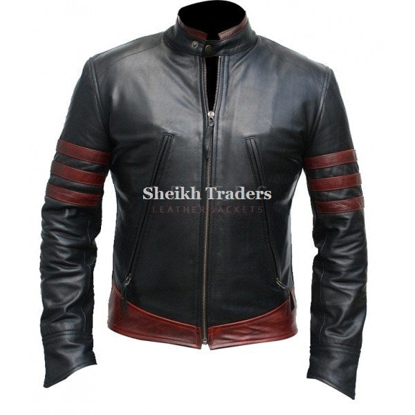 Men's Wolverine X-Men Sheepskin Leather Jacket | Premium Biker Style | 3 Stripe Colors
