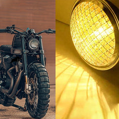 Motorcycle Silver Shell Harley Headlight Retro Lamp LED Light Modification Accessories, Silver Shell Headlight Retro Lamp