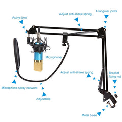 BM-800 Network K-Song Dedicated High-end Metal Shock Mount Microphone Set, BM800 Kit Black, BM800 Kit Pink, BM800 Kit Blue